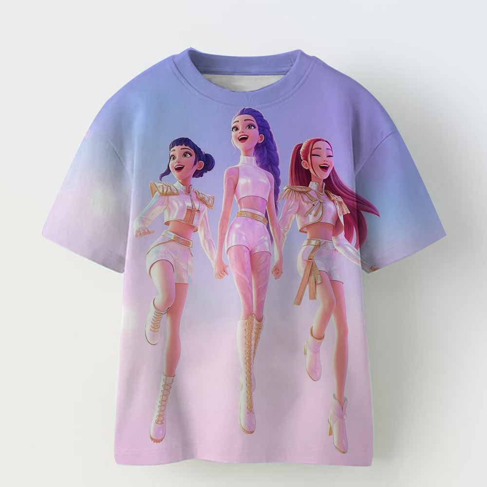 Children T-shirt for Boys Girls Fashion Anime Movie Tees Kids KPop Demon Hunters Huntrix Funny Short Sleeve T Shirt Gifts