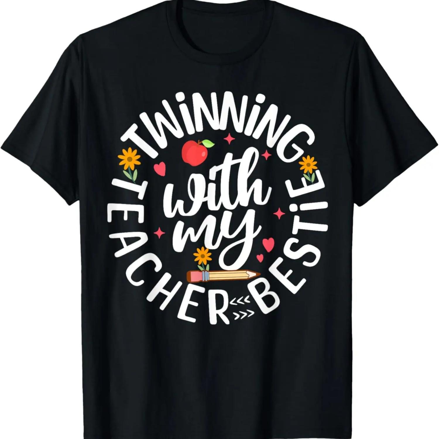 

Twin Day Design for Spirit Week Teacher Bestie Matching T-Shirt S чёрный