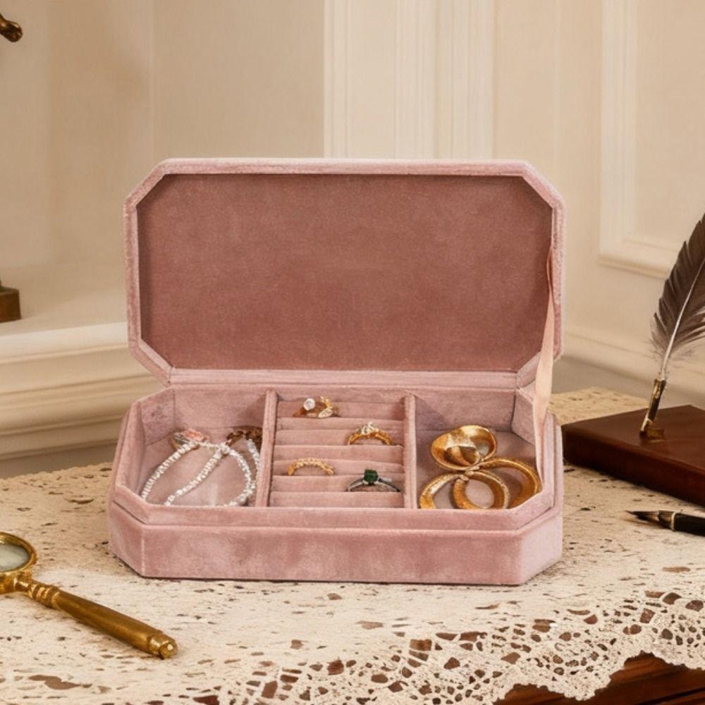 Rings Necklace Velvet Jewelry Holder Large Capacity Jewelry Storage Case Square Jewelry Box Gift