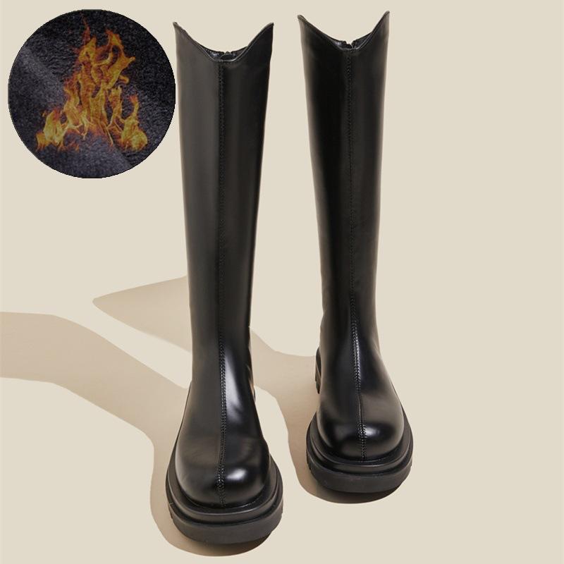 Martin boots women's boots 2025 new autumn and winter thick-soled velvet medium tube high boots knight boots small boots