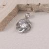 Luxury Silver Flower Pendant with Large Round Cubic Zirconia and Diamond Accents - Versatile Clavicle Chain Accessory
