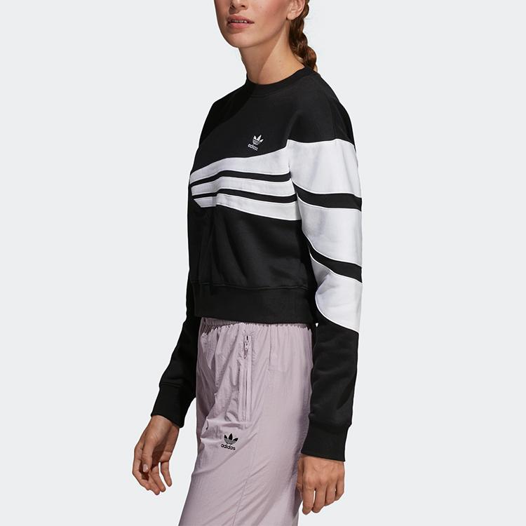 Women's Adidas Originals Sweatshirts Women's Black Crew Neck Moderate Regular