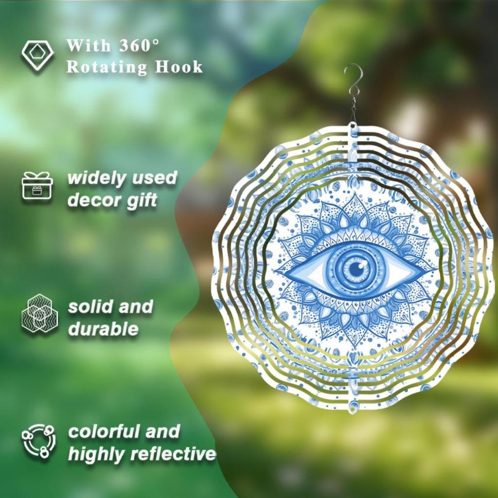 3D Metal Eye Design Wind Chime for Indoor Outdoor Garden Patio Decoration Holiday Gift for Thanksgiving Christmas Halloween Mothers Day