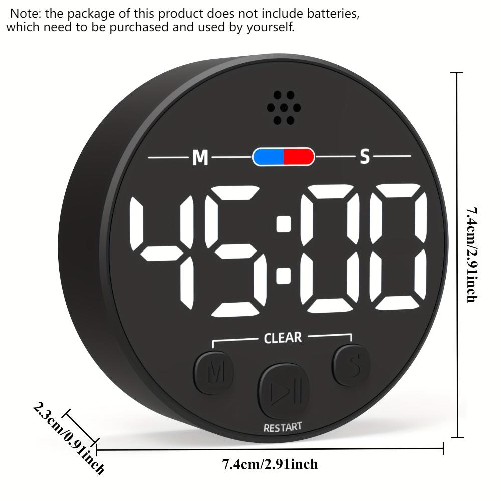 Magnetische digitale afteltimer, compact voor op het bureau, groot LED-display, luid alarm, voor het koken van eieren in de keuken, focus in de klas, taakbeheer