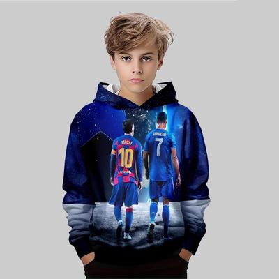 Autumn 3D Football Printed Hoodies Fashionable Casual Sports Long Sleeved Children's Boy Hooded Sweatshirts