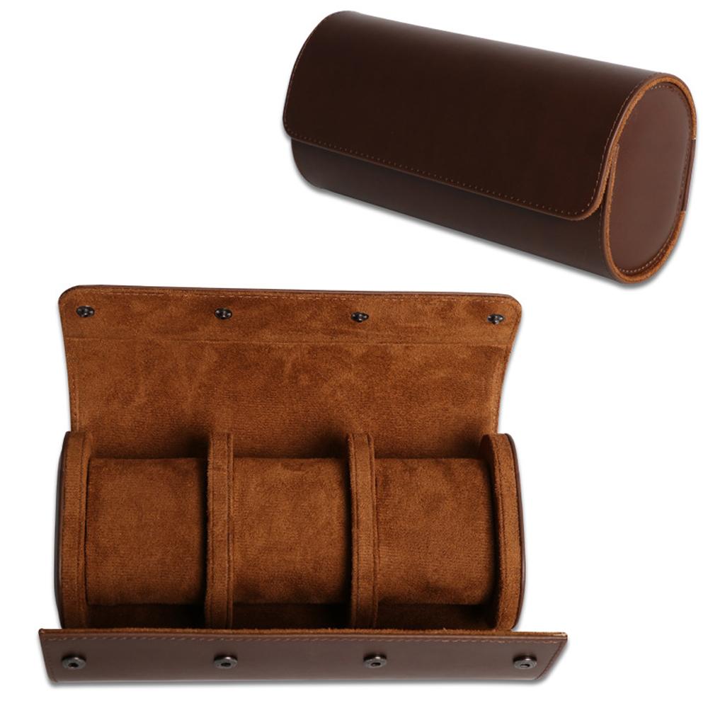For Men Women Leather Watch Roll 1 2 3 slots Luxury Genuine Storage Box Travel Bag Watch Case Gift Box Watch Pouch