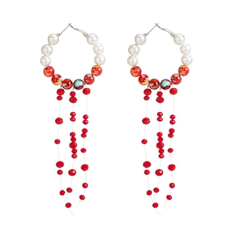 Imitation Pearl Gothic Blood Drop Earrings Halloween Choker Gothic Blood Drop Bracelet  Women Gifts