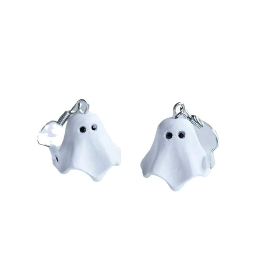 Cute Halloween Ghost Drop Earrings for Women Girls Fashion Little Ghost Ear Drop Birthday Party Zircon Accessories Gift