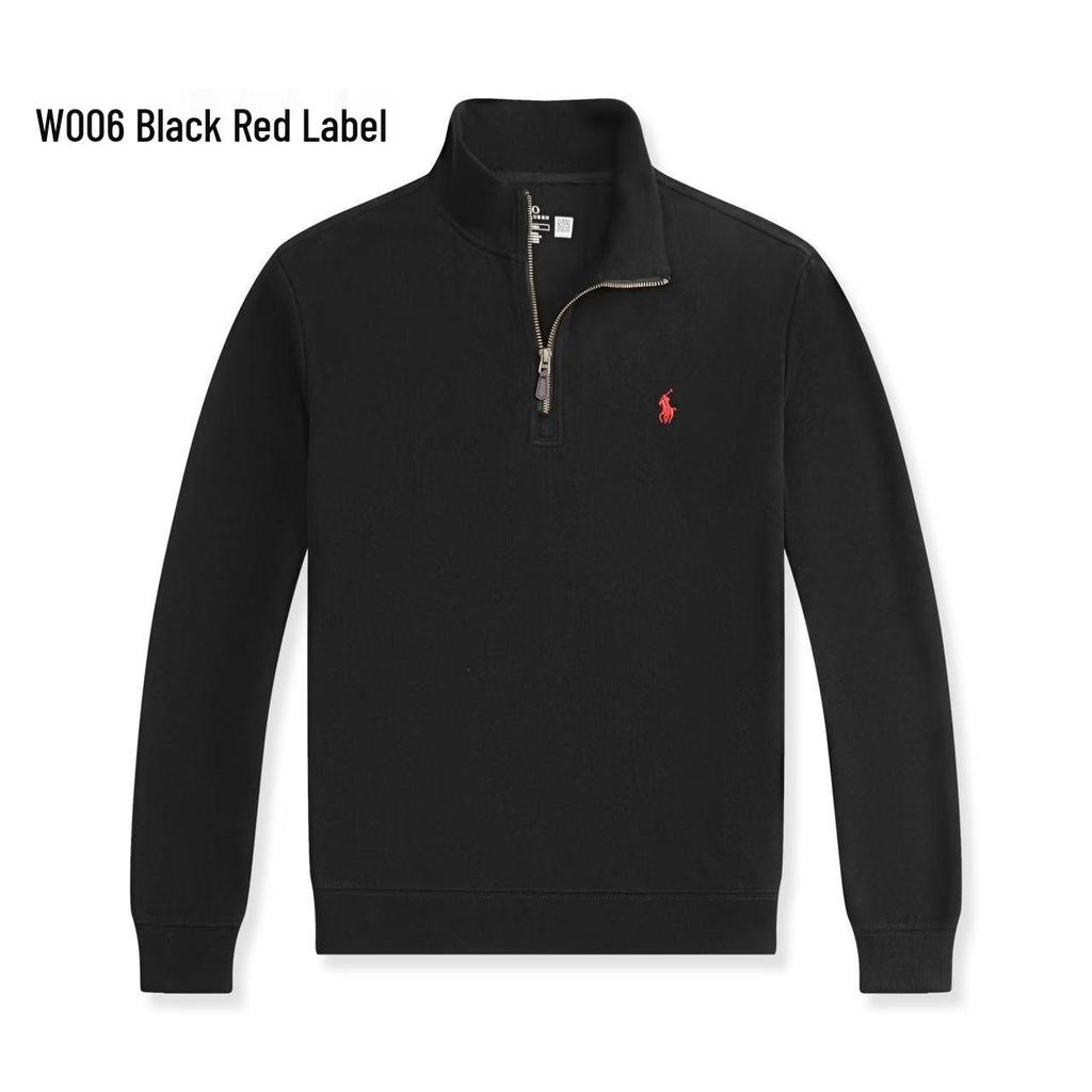 סריג גברים RL עם רקמת פוני וחצי רוכסן - סתיו חדש, סוודר קז'ואל רפוי ורב-תכליתי