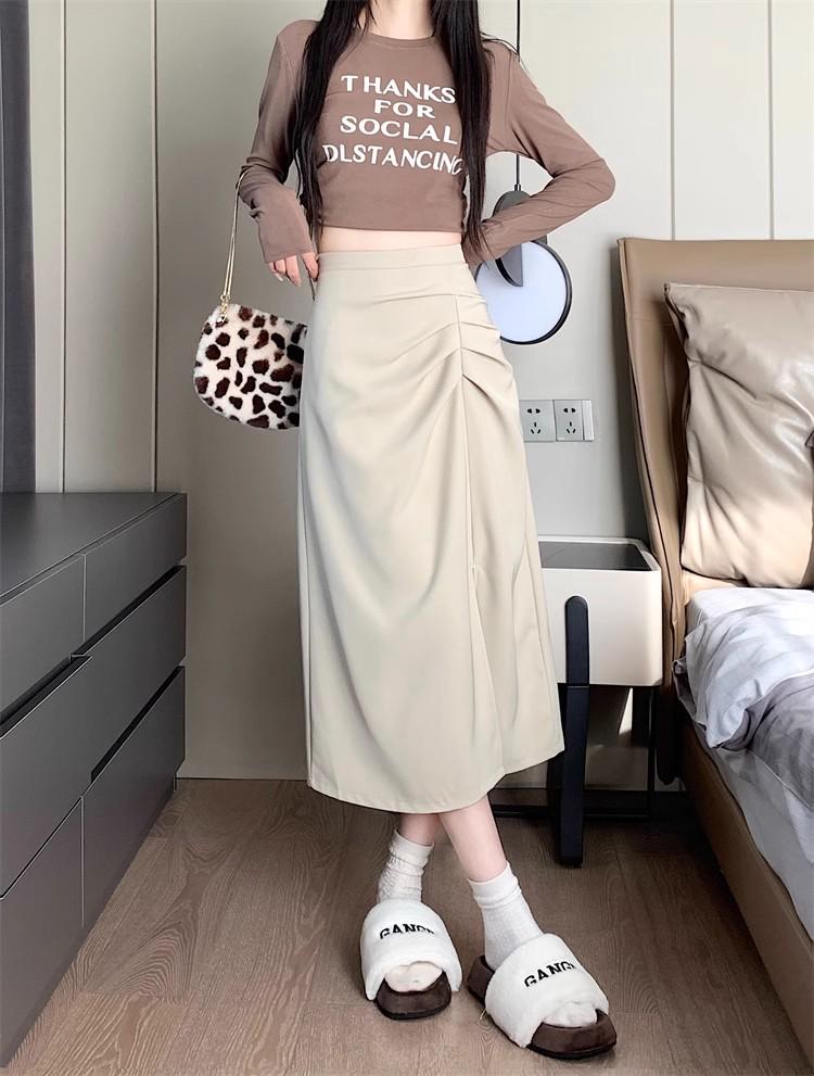 Jupe Midi fendue taille haute style français – Printemps/Été 2026 Coupe trapèze ajustée aux hanches pour femme petite taille
