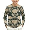 Kids Long Sleeve Round Neck T-Shirt with Halloween Print for Casual Everyday Wear