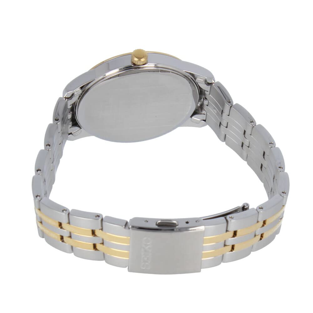 SEIKO Overseas Model Quartz Watch, Stainless Steel Metal Combination Gift Model SUR402P, Silver/Gold/White