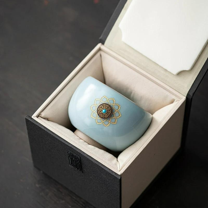 Lard Frost Turning Luck Master Cup Ru Kiln Tea Drinking Cup Crackle Glaze Large Size Personal Kung Fu Tea Set Ceramic Gift