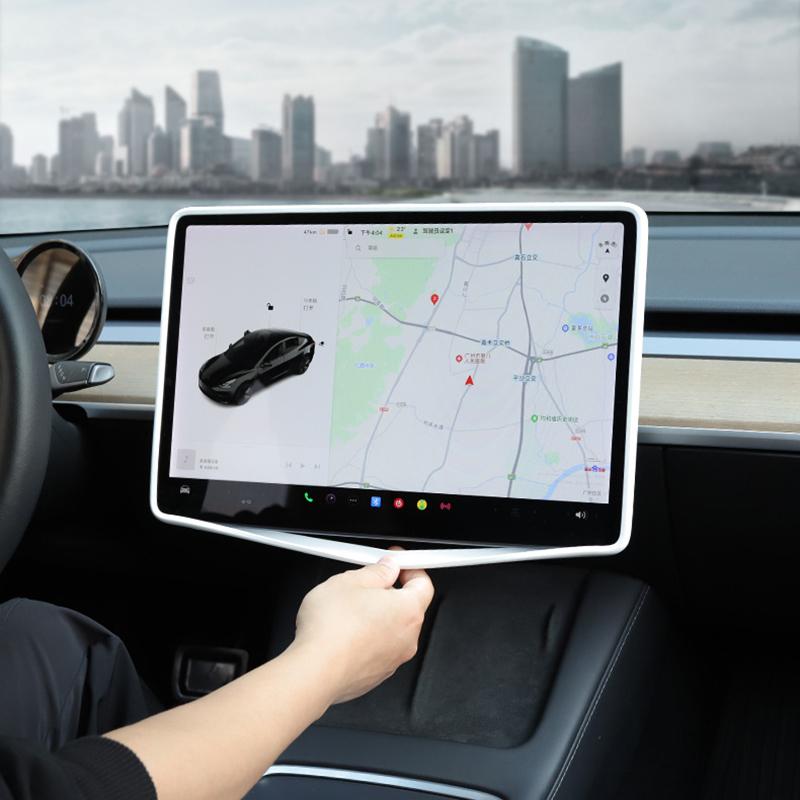 Do Tesli Model 3 Y Samochód Silikonowa Ramka Ekranu Ochrona Krawędzi Wyświetlacza Pokrowiec Ochronny Konsoli Centralnej Akcesoria Antykolizyjne