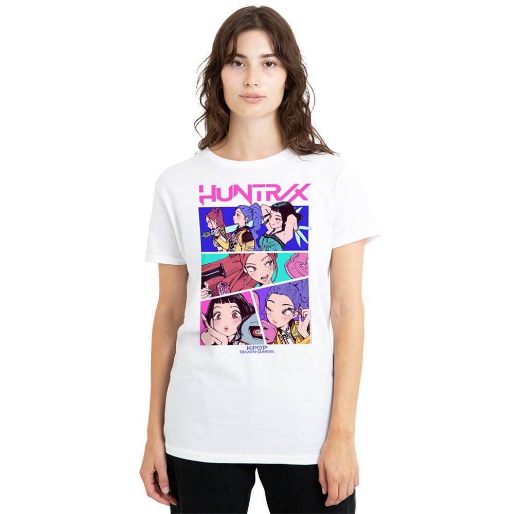 Kpop Demon Hunters Huntrix Neon Comic Anime Womens T-Shirt S-2XL White XL