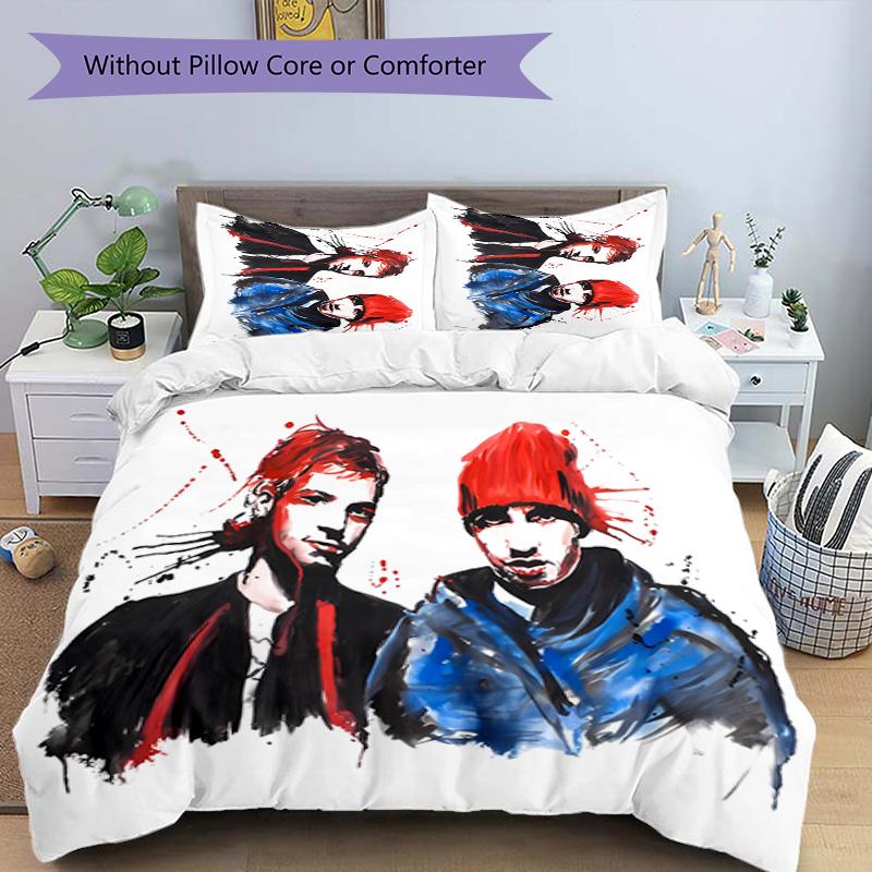 3pcs Tyler Joseph and Josh Dun1 pattern bedding set duvet cover set includes duvet cover &pillowcases, perfect all season bedroom decoration & gift