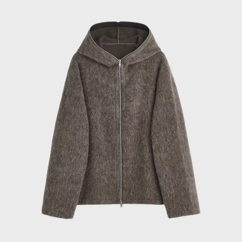 Men's Hooded Seahorse Wool Cardigan Jacket - Trendy Loose Fit Sweater