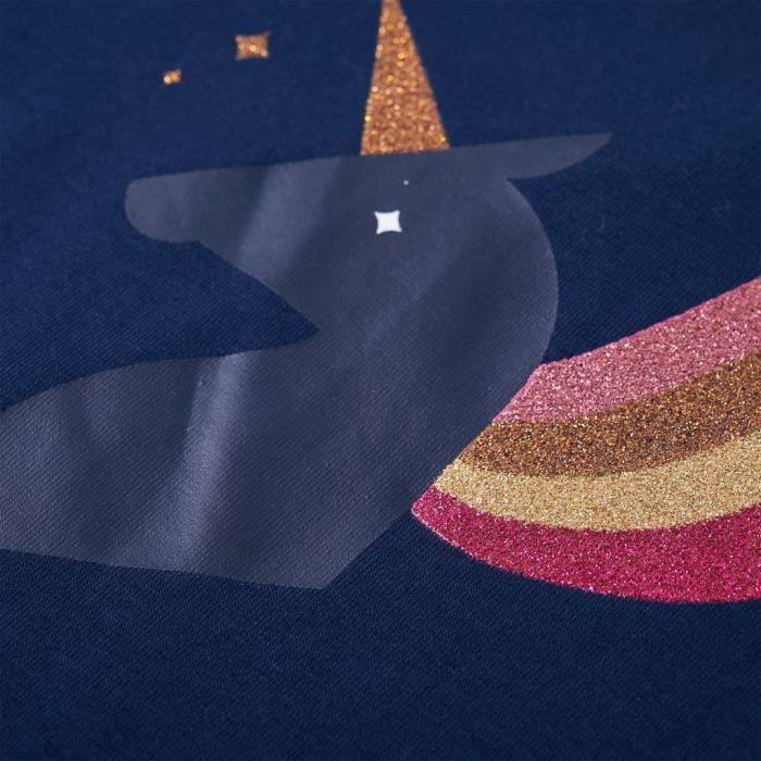 T-shirt enfants à manches longues design licorne 2 couleurs et 5 dimensions disponibles