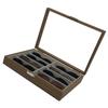 Elegant Wood Sunglasses Organizers With 8 Compartments Clear Cover And Soft Felt Interior For Protective