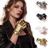 Cool Button Detail Gloves 1 Pair Punk Fingerless for Men Women, Faux Leather Goth Accessories Outfits Anti-slip Tactical Cycling Driving And