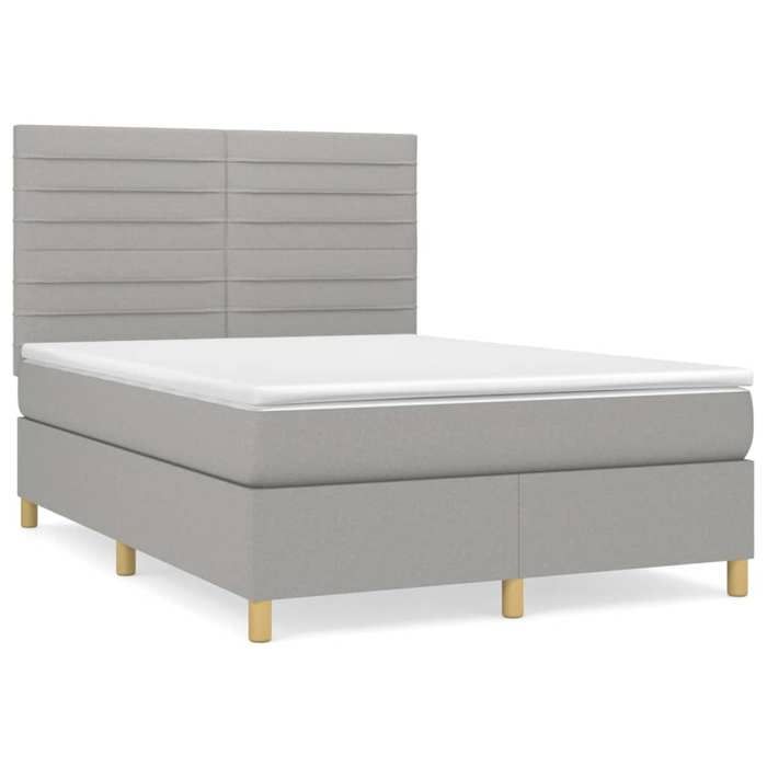 Exclusive House - Bed Slat Base with Mattress Light Grey 140x200cm Fabric