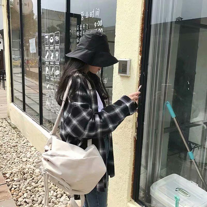 2026 Spring/Autumn Women's Korean Plaid Shirt - Loose, Retro Hong Kong Style, Trendy Long Sleeve Top