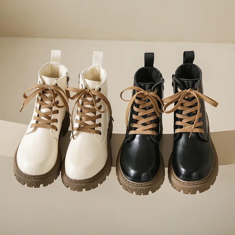 Fashion Women Boots Luxury British Style Women Ankle Boots Comfort Non-Slip Thick Sole Shoes High Quality Women Motorcycle Boots