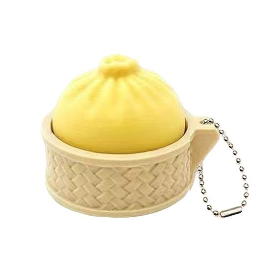 

3D Printed Dumpling Squeeze Toy Keychain Dumpling Stress Balls with Steamer Cute Anxiety Relief Toy Soft Squeeze Decompression Dough Simulation Food жёлтый