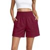 High Waist Elastic Waistband Casual Shorts for Women Loose Fit Cotton Summer Shorts with Pockets Lightweight Design