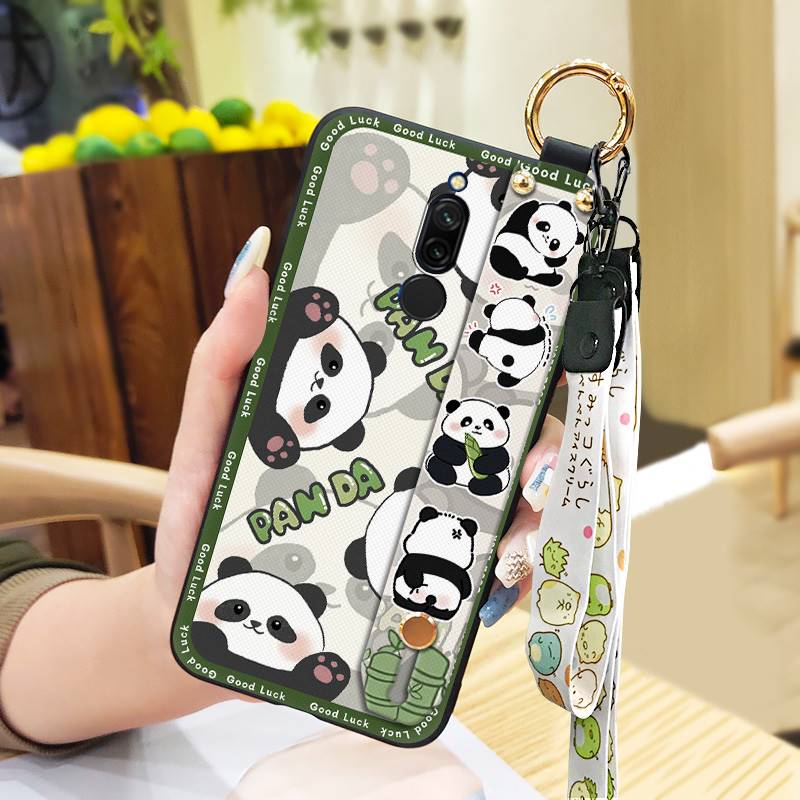 Cute Kickstand Phone Case For Xiaomi Redmi 8 Protective Silicone Cartoon Fashion Design Back Cover Lanyard Anti-knock