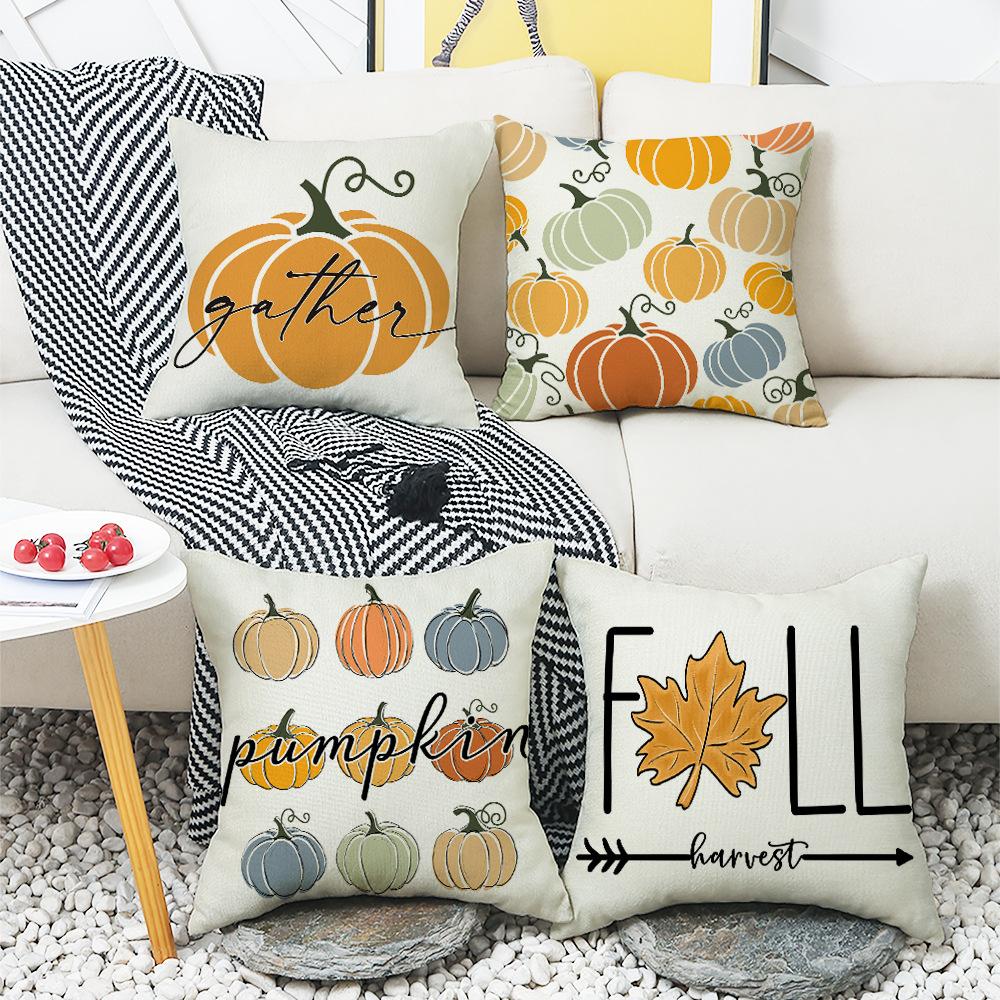 New Autumn Maple Leaf Pumpkin Pillow Cover Living Room Sofa Bedroom Printed Home Pillow Cover Cushion