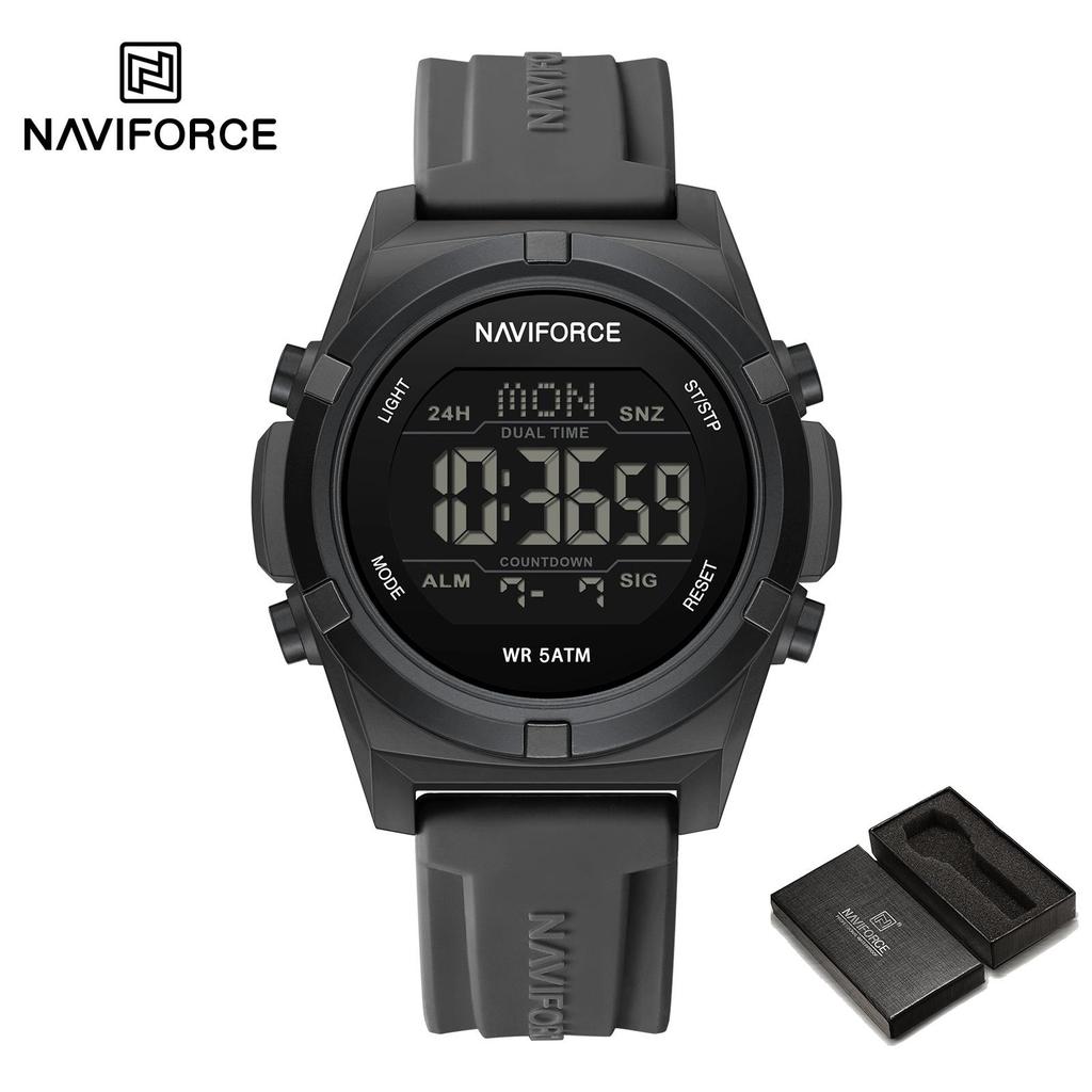 NAVIFORCE Digital Men Boy Watch Outdoor Alarm Chronograph Silicone Strap Waterproof Night Pattern Men Boy Casual Watch Gift NF7127