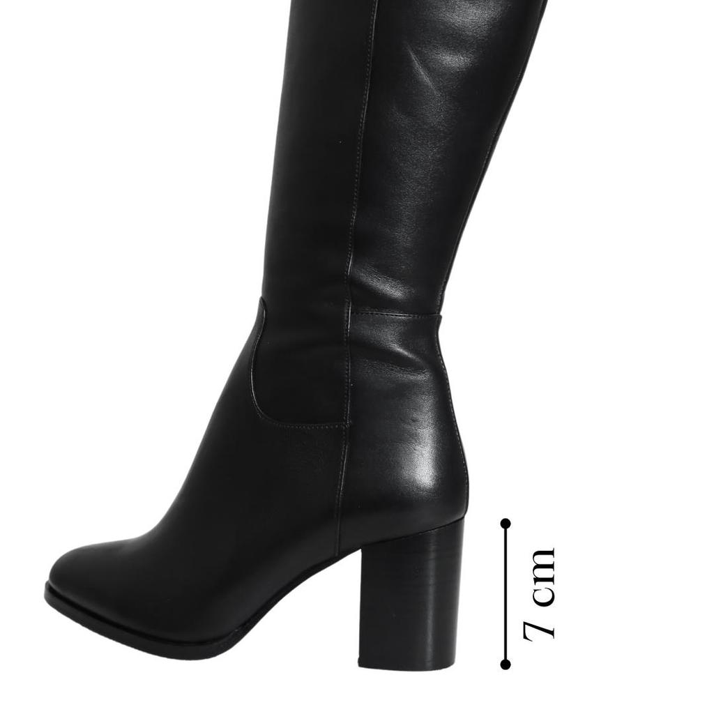 Damskie zimowe długie buty z prawdziwej skóry