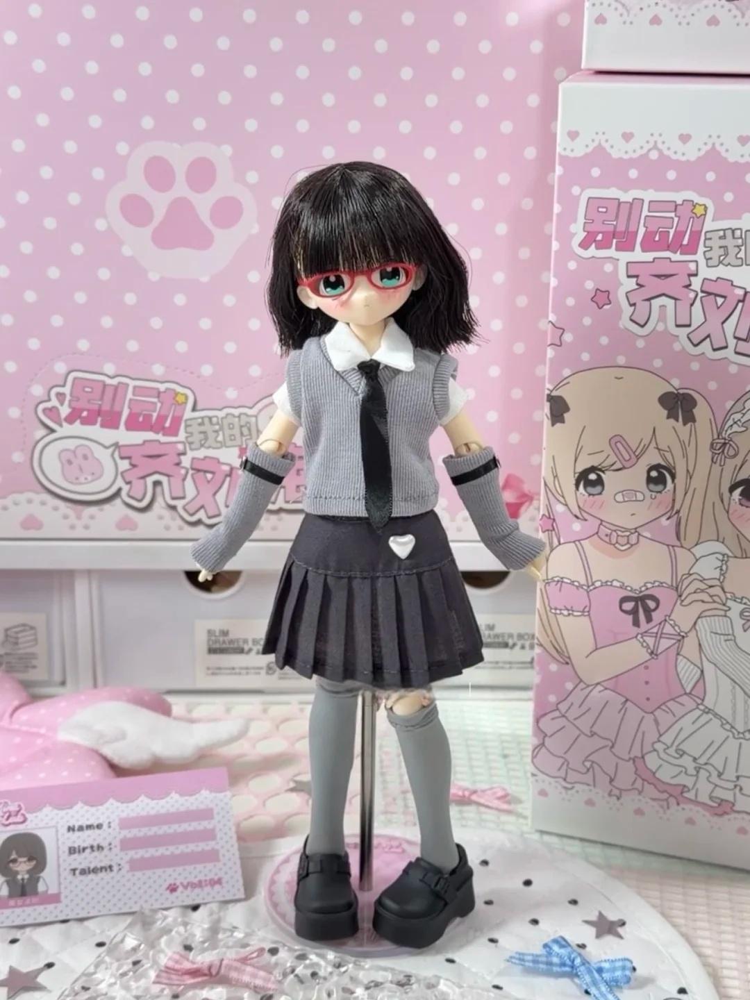Originele Don'T Touch My Bangs 16 BJD Blind Box Haar-Geïmplanteerde Beweegbare Pop Trendy Speelgoed Figuur Schattig Cadeau Voor Meisjes Decoratie gray