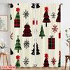 2pcs,2D Plane Printing Print Curtains Buffalo Plaid Christmas Trees Snowflakes_b Durable 100% Polyester Fabric (without Rod) All