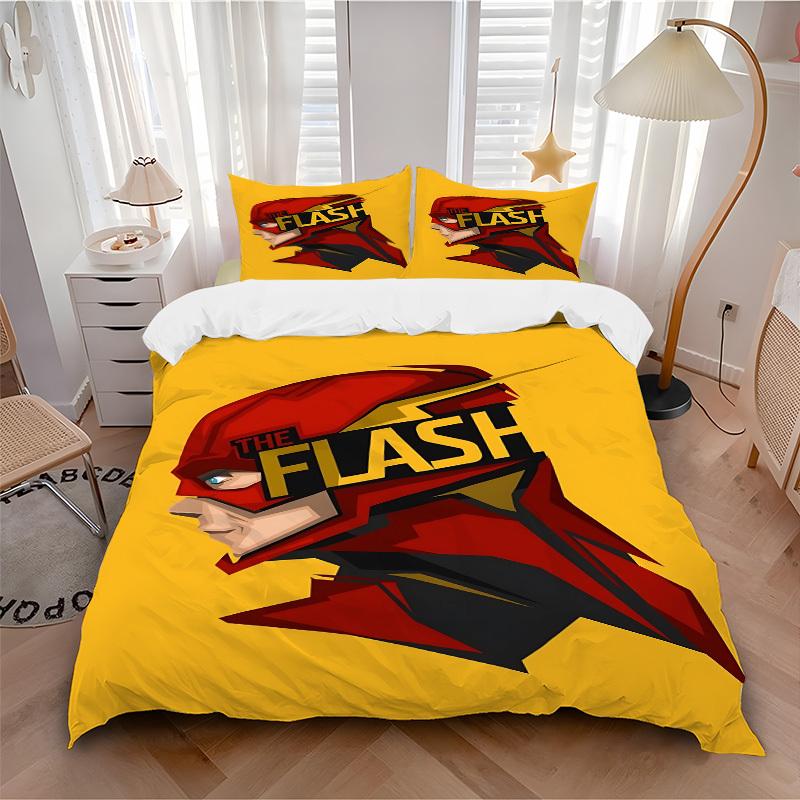 3pcs The Flash, Superhero Cover Set,Soft Comfortable Duvet Cover,Guest Room (1*Duvet Cover + 2*Pillowcases, Without Core) Yy251024041