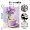DIY Frameless Pearl Painting Kit Purple Coffee Cup and Floral Vase 3D Shiny Bead Art Canvas Relaxing Craft for Home Wall Decor Gift