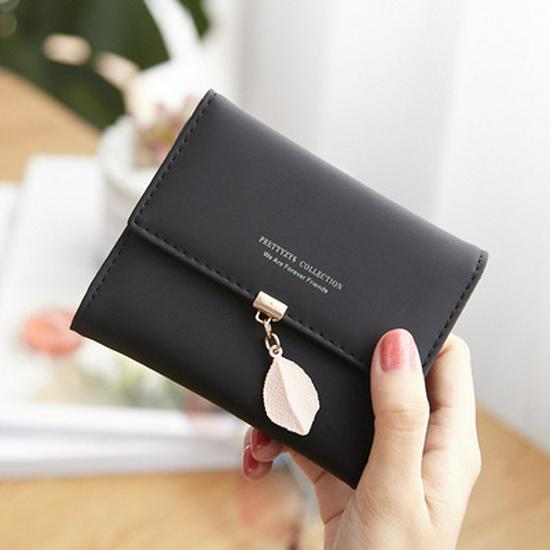 2026 New Korean Style Leaf Buckle Women s PU Leather Short Wallet