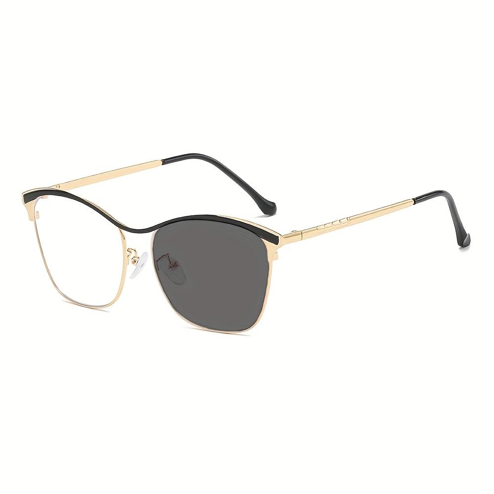 The New High-End Ultra-Light Metal Oval Frame Fashion Glasses For Men And Women Are Equipped With Tinted Anti-Blue Light Lenses.
