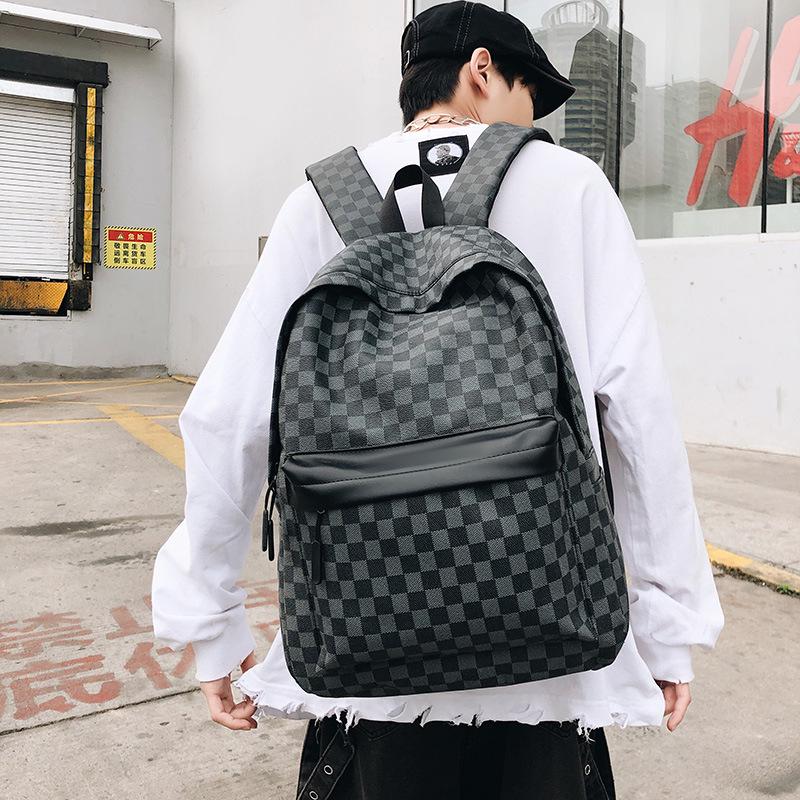 Cross-Border Plaid Korean-Style Large Capacity Backpack - Trendy, Versatile, Cool Outdoor Travel Accessory