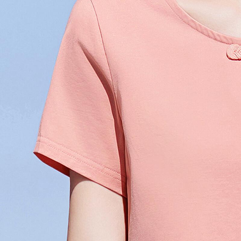 Pasite Women's New Chinese Style Disc Button Short Sleeve T-Shirt