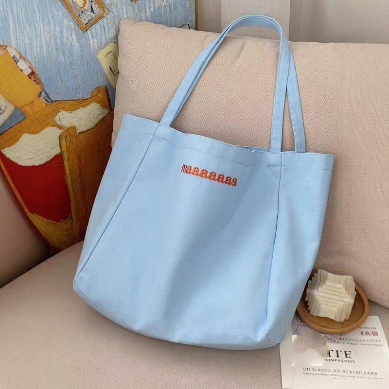 Candy-colored Letter Single-shoulder Canvas Tote Bag