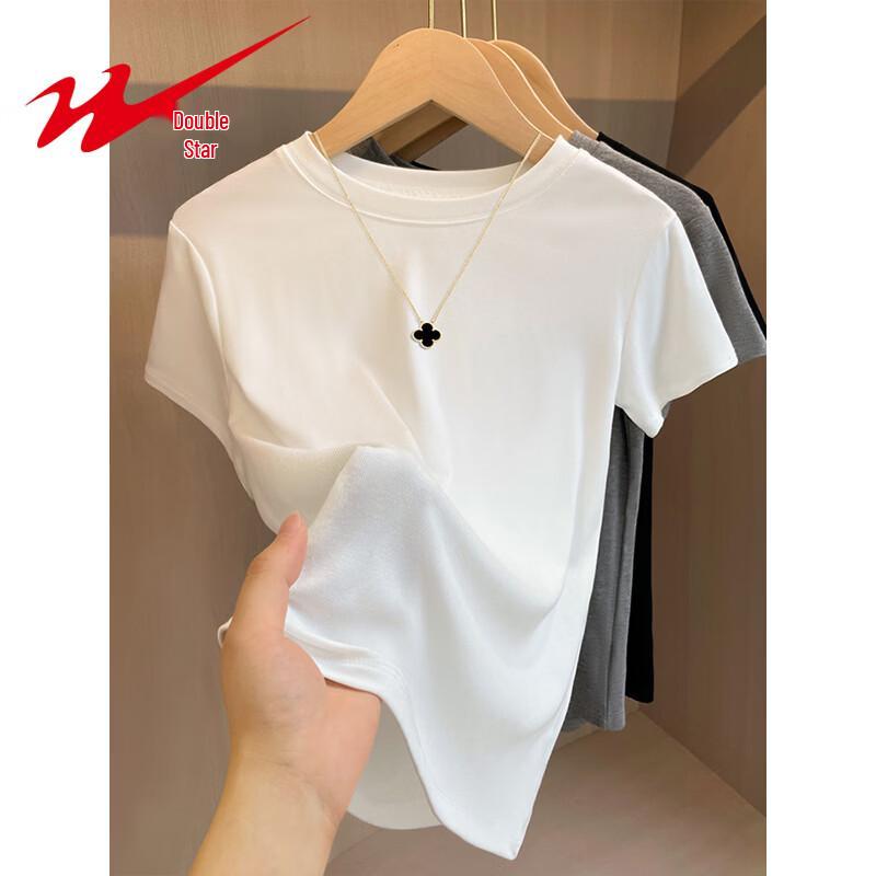 Shuangxing Women's Slim Fit Round Neck Short Sleeve T-Shirt