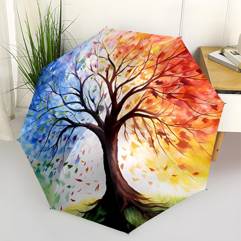 Tree Life Mandala Automatic Umbrella with 8-Rib Compact Design Travel Essential Fashion Lovers Gift for Festivals