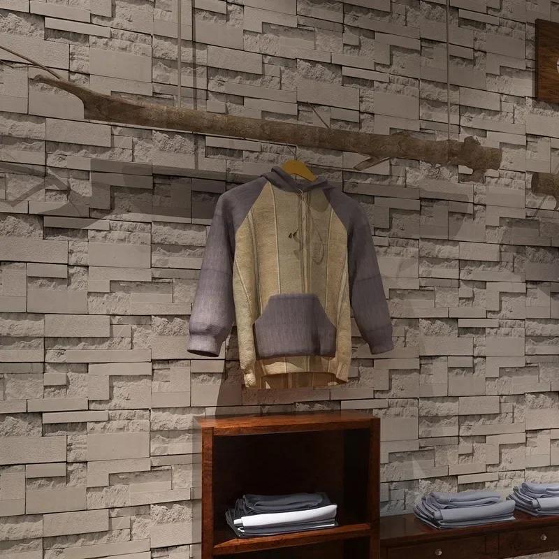 Slate Stone Brick Effect Washable Vinyl PVC Wall Paper Living Room Background Wallcovering Wallpaper Decor Papel De Parede