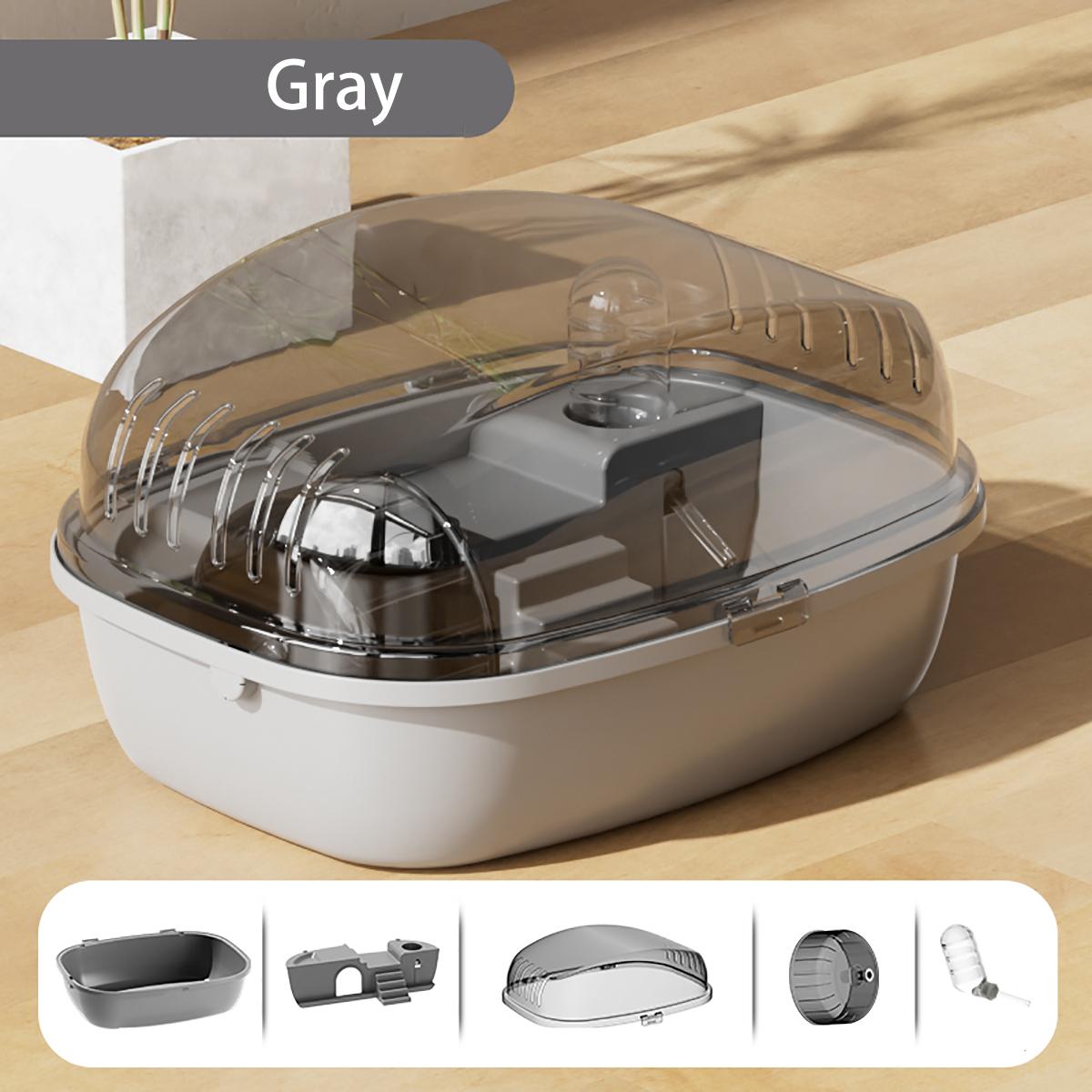 

Hamster Cage Running Roller Skating Toy Transparent Castle Fun Home Suitable Mice Hamster Guinea Pig Small Animals Accessories 35.5x27.5x20cm&Semicircle темно-сірий колір
