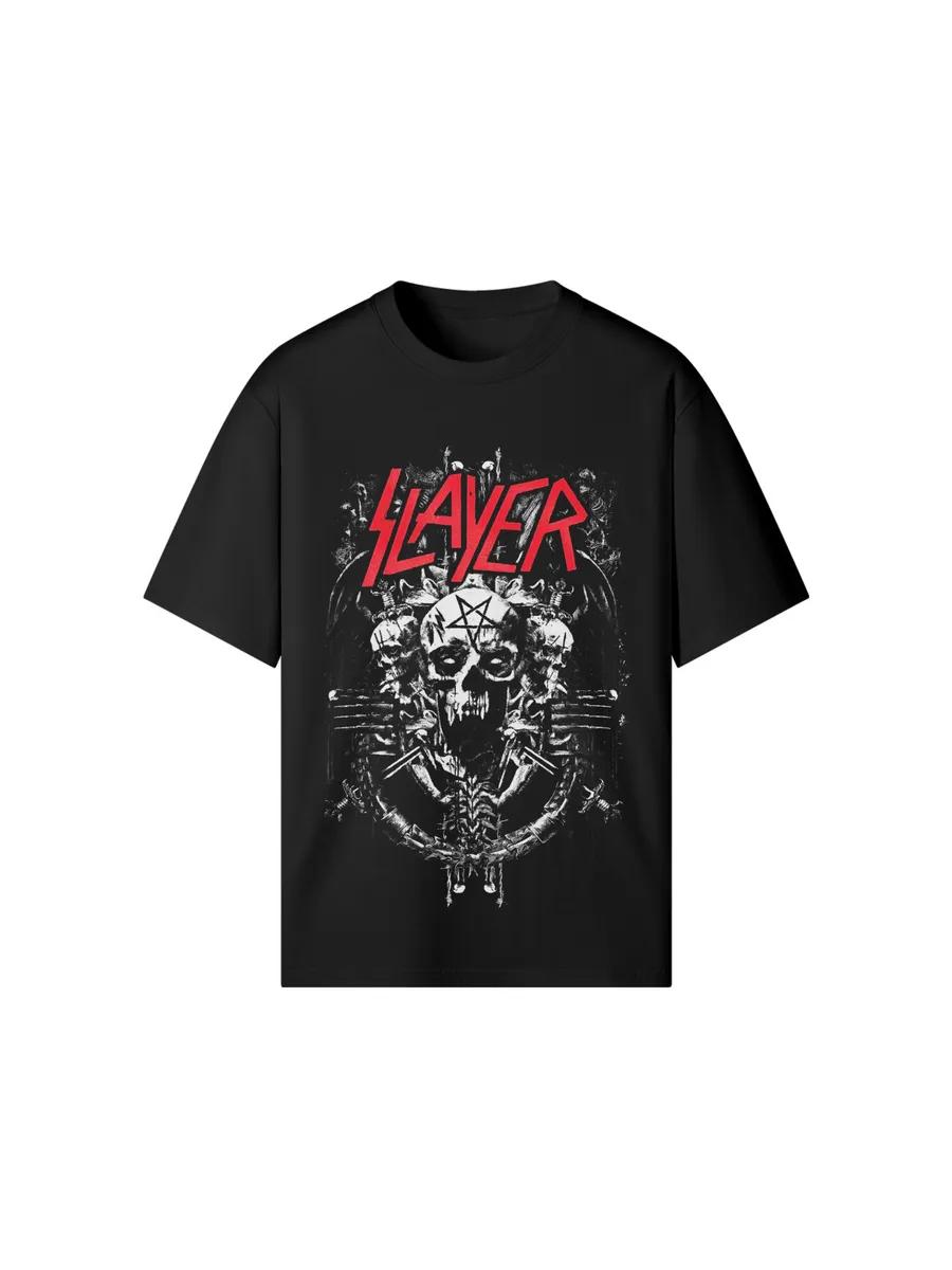 

Men s Slayer Graphic T-Shirt, 100% Cotton Crew Neck Short Sleeve Tee, Casual Summer Top for Daily Wear and Gift M