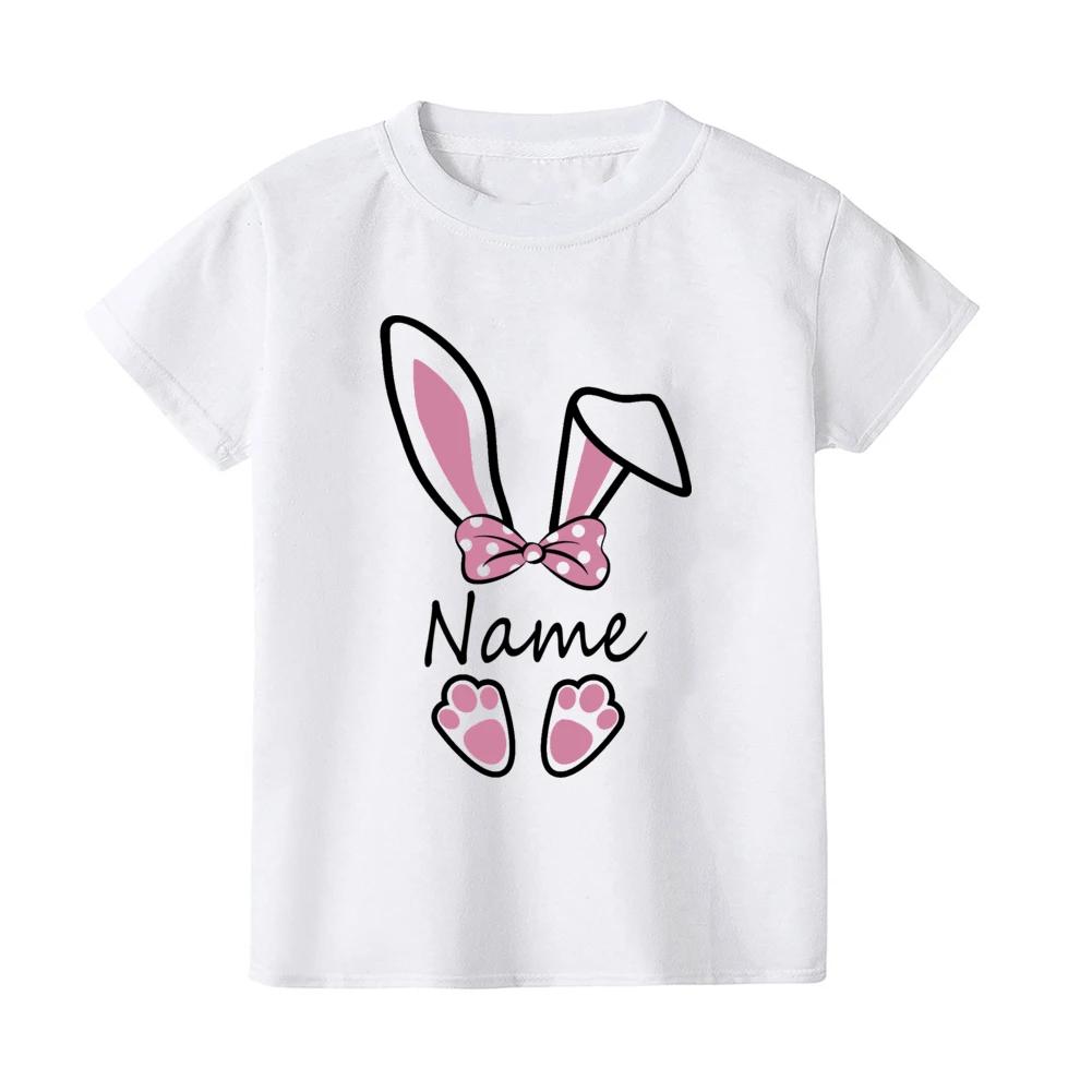 Personalized rabbit cartoon pattern summer boy and girl clothes cute, fashionable, Polyester comfortable short sleeved top
