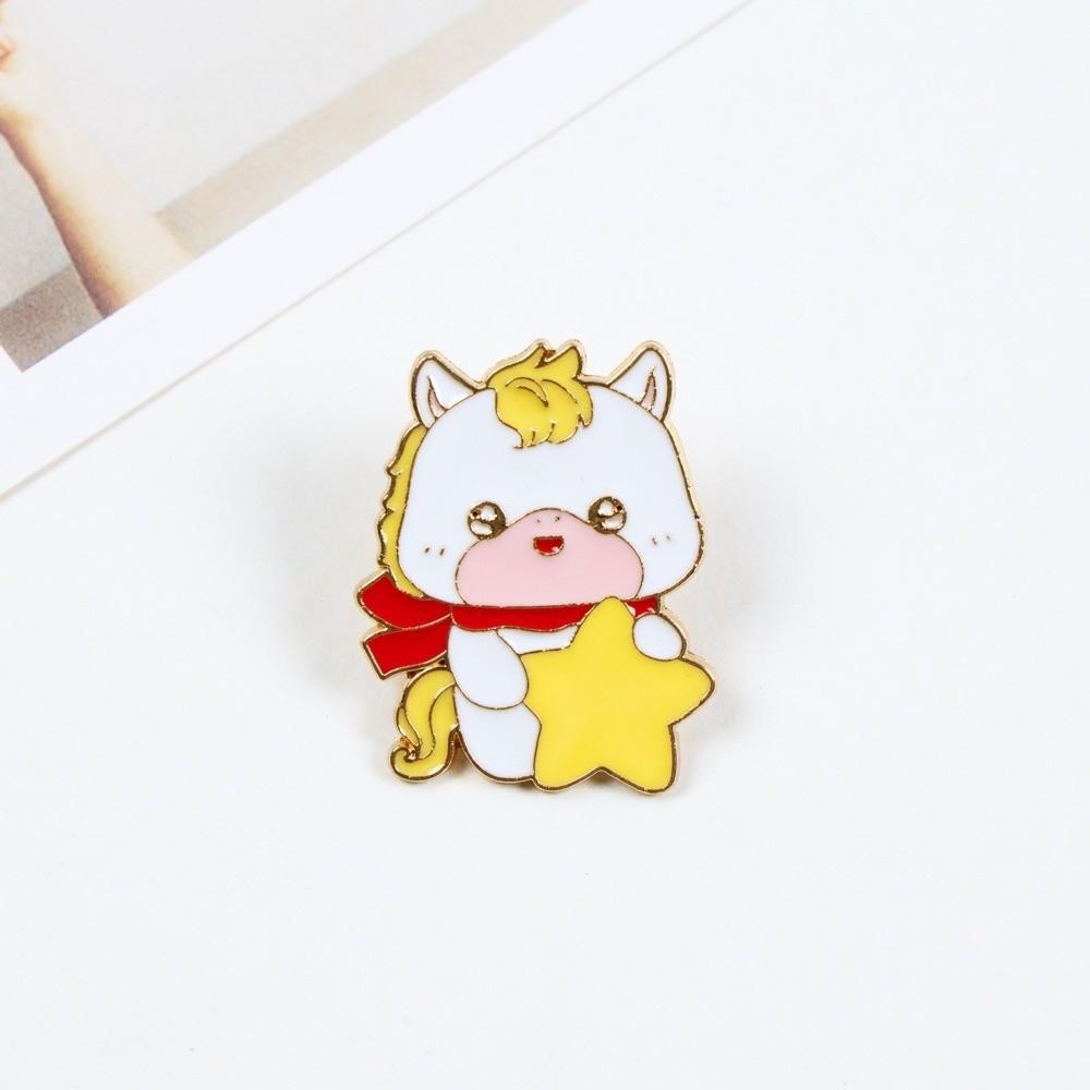 Cartoon Zodiac Horse Brooch Zinc Zinc Zinc Alloy New Year Lapel Pins Cute Animal Brooch  Clothing Accessories