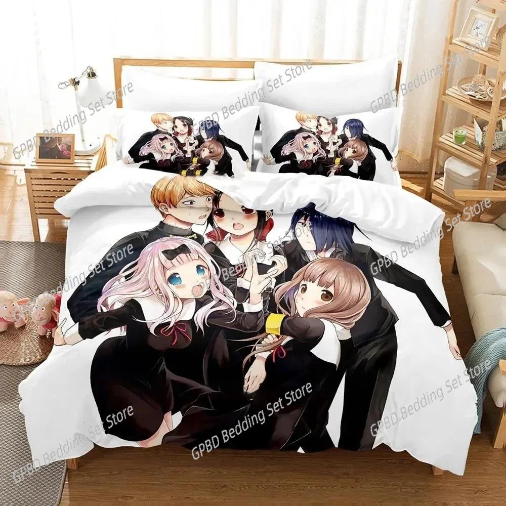 Anime Kaguya-Sama Love Is War 3D Bedding Set Duvet Cover Pillowcases Single Twin Full Queen King Size Home Decor Quilt Boys Gift